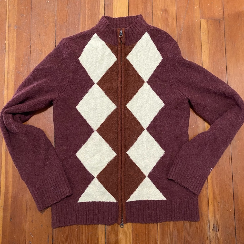 Argyle Horny Toad zip-up sweater